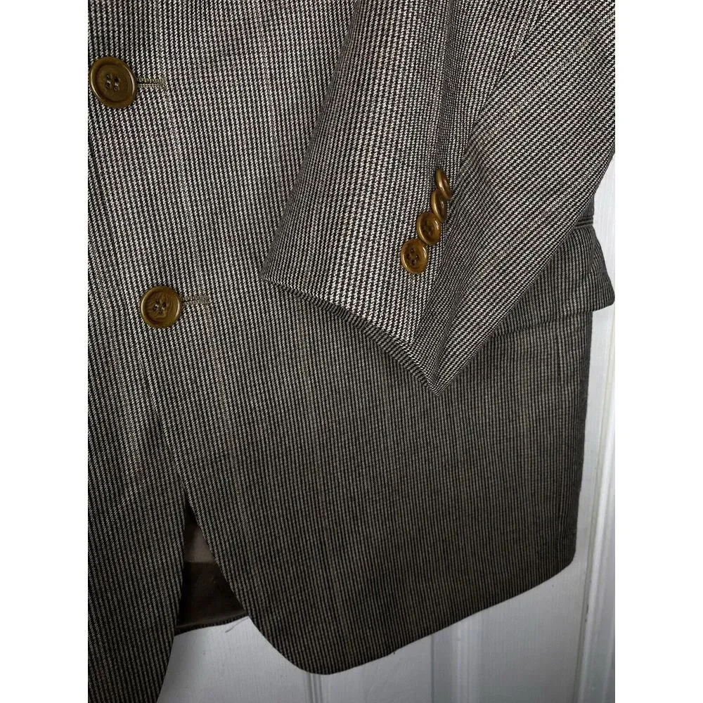 Ermenegildo Zegna Tessuto Mens Wool Three Button Sport Coat Brown White 50‎